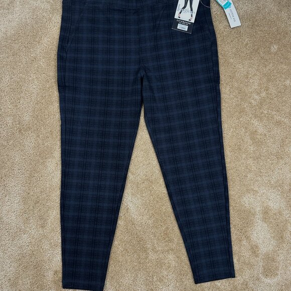 Liverpool NWT Kennedy Printed Skinny Pant Leggings Navy Plaid 14P / 32 Blue - Picture 1 of 8